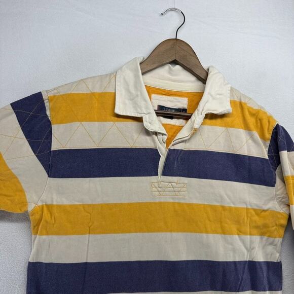 Vintage J Crew Rugby Shirt mens Small Blue Yellow Colorblock Collared Preppy 90s - Picture 7 of 13